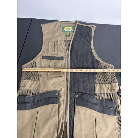 Cabela's Men's Tan Canvas & Brown Leather & Mesh Hunting Vest Size M - Picture 9 of 12